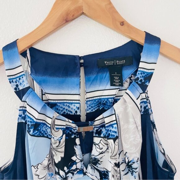 White House Black Market Blue Sleeveless Top - Picture 2 of 3